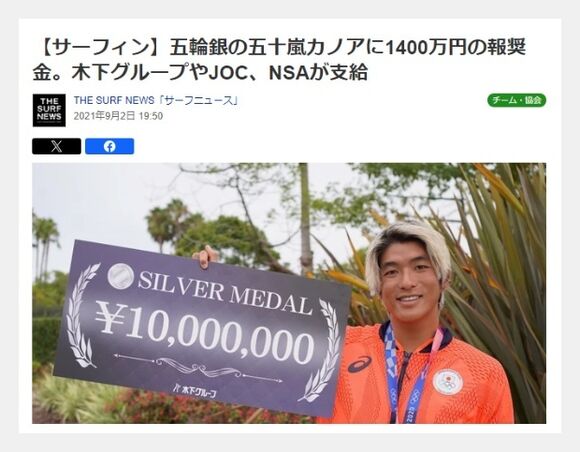 五十嵐カノア年収スポンサー